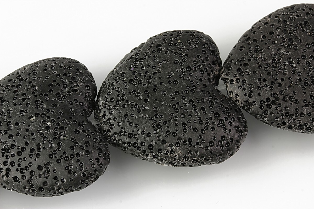 Margele lava neagra inima 30mm