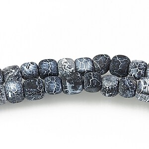 Agate crackle frosted (mat) cub 5mm - negru