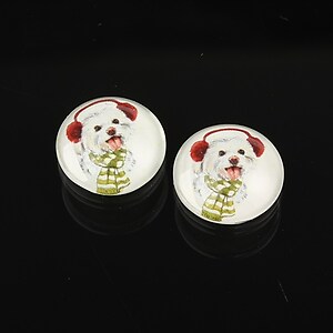 Cabochon sticla 14mm "Craciun" cod 1741