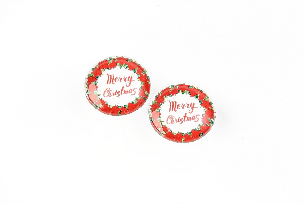 Cabochon sticla 14mm "Craciun" cod 1749