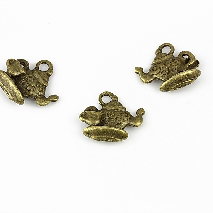 Charm bronz  ceainic 13x14mm