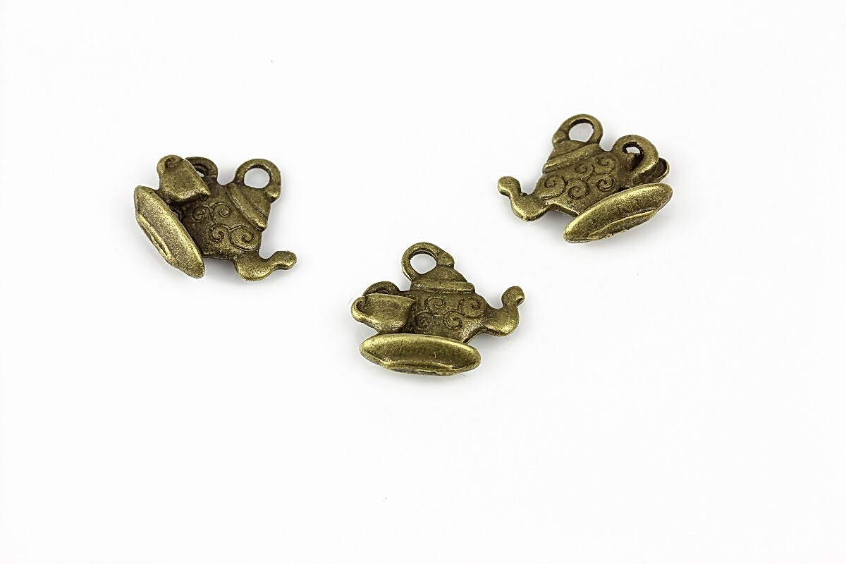 Charm bronz  ceainic 13x14mm