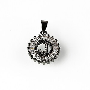 Charm floare cu strasuri Cubic Zirconia 22x15mm - gun metal