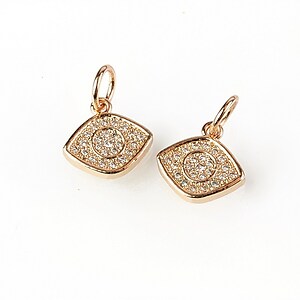 Charm ochi cu strasuri Cubic Zirconia 12x12mm - rose gold