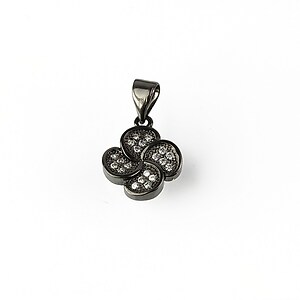 Charm floare cu strasuri Cubic Zirconia 13x11mm - gun metal