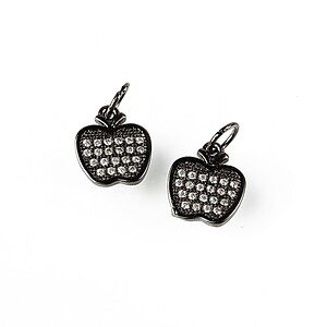 Charm mar cu strasuri Cubic Zirconia 12x10mm - gun metal
