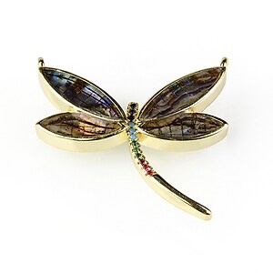 Pandantiv libelula cu strasuri Cubic Zirconia 28x30mm - auriu