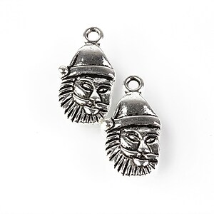 Charm Mos Craciun 22x12mm - argintiu antichizat
