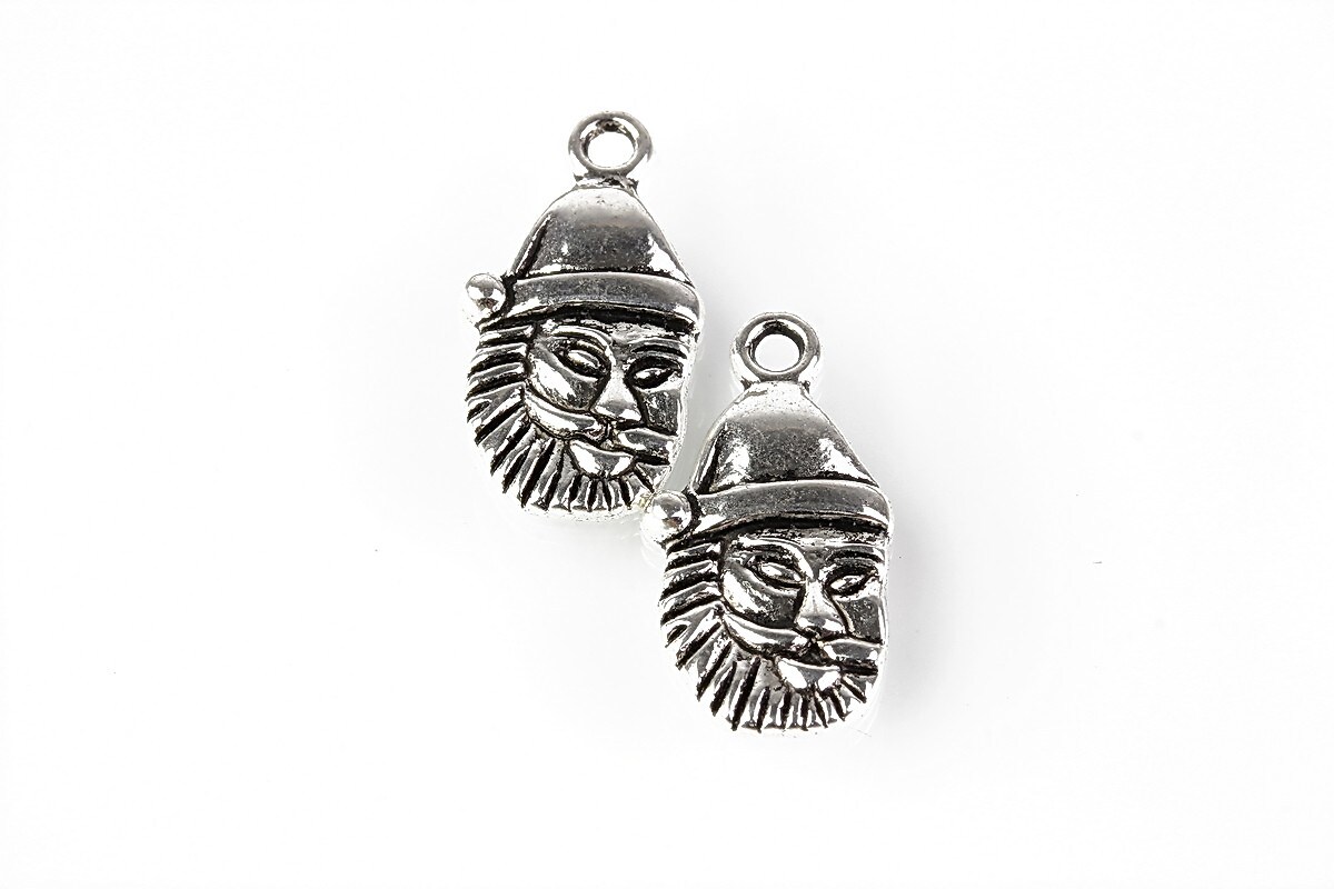 Charm Mos Craciun 22x12mm - argintiu antichizat