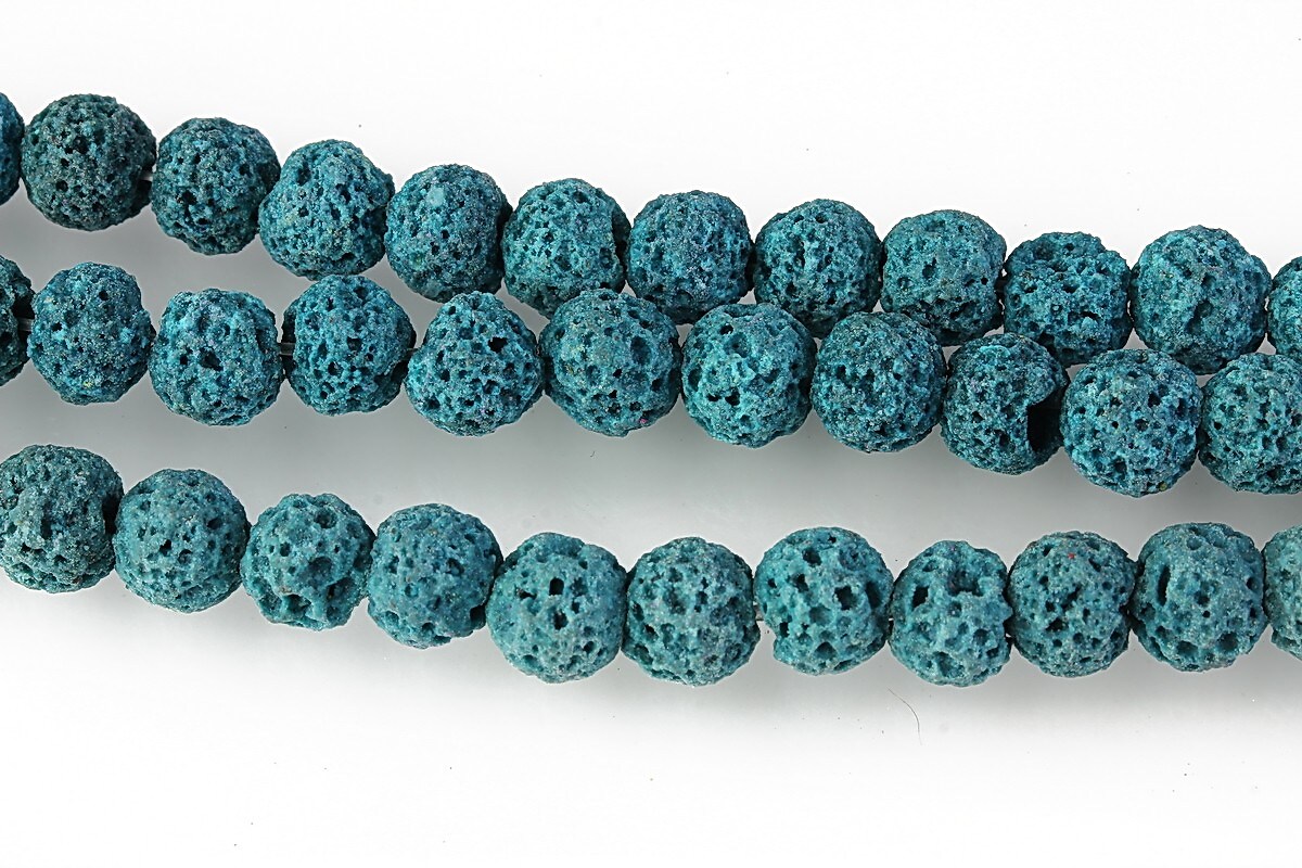 Margele lava colorata sfere 6mm - albastru turcoaz