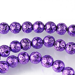 Margele lava neagra electroplacata cu mov metalic sfere 6mm