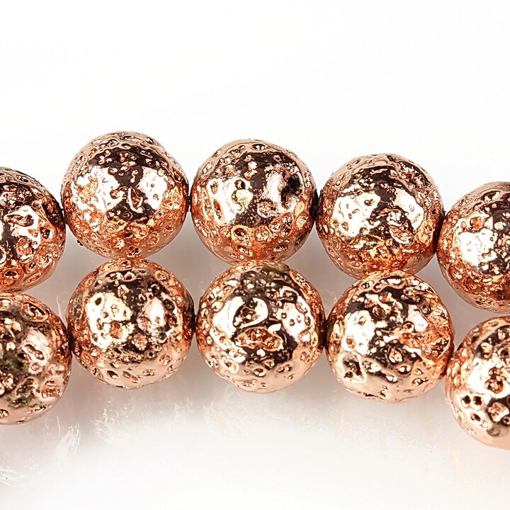 Margele lava electroplacata sfere 10mm - rose gold