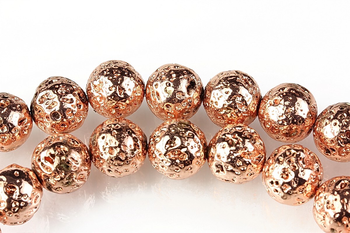 Margele lava electroplacata sfere 10mm - rose gold