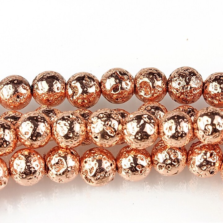 Margele lava electroplacata sfere 6mm - rose gold