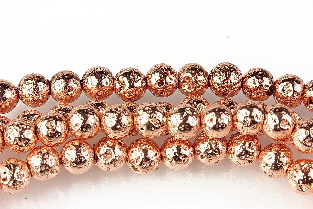 Margele lava electroplacata sfere 6mm - rose gold