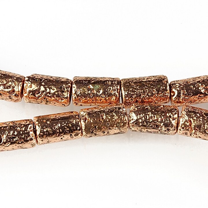 Margele lava electroplacata tub 10x6mm - rose gold