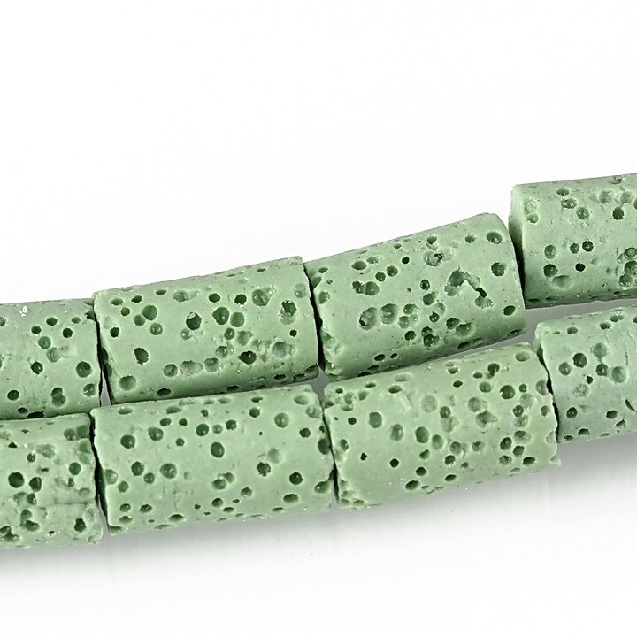 Margele lava colorata tub 15x8mm - verde deschis