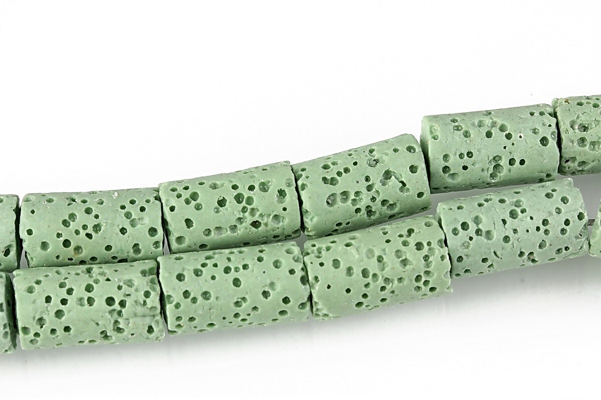 Margele lava colorata tub 15x8mm - verde deschis