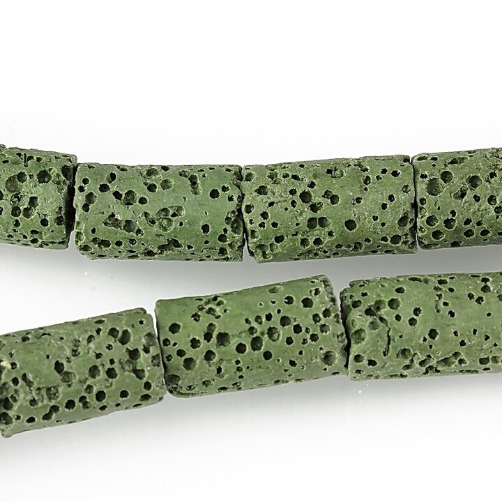 Margele lava colorata tub 15x8mm - verde inchis