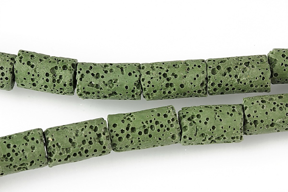 Margele lava colorata tub 15x8mm - verde inchis