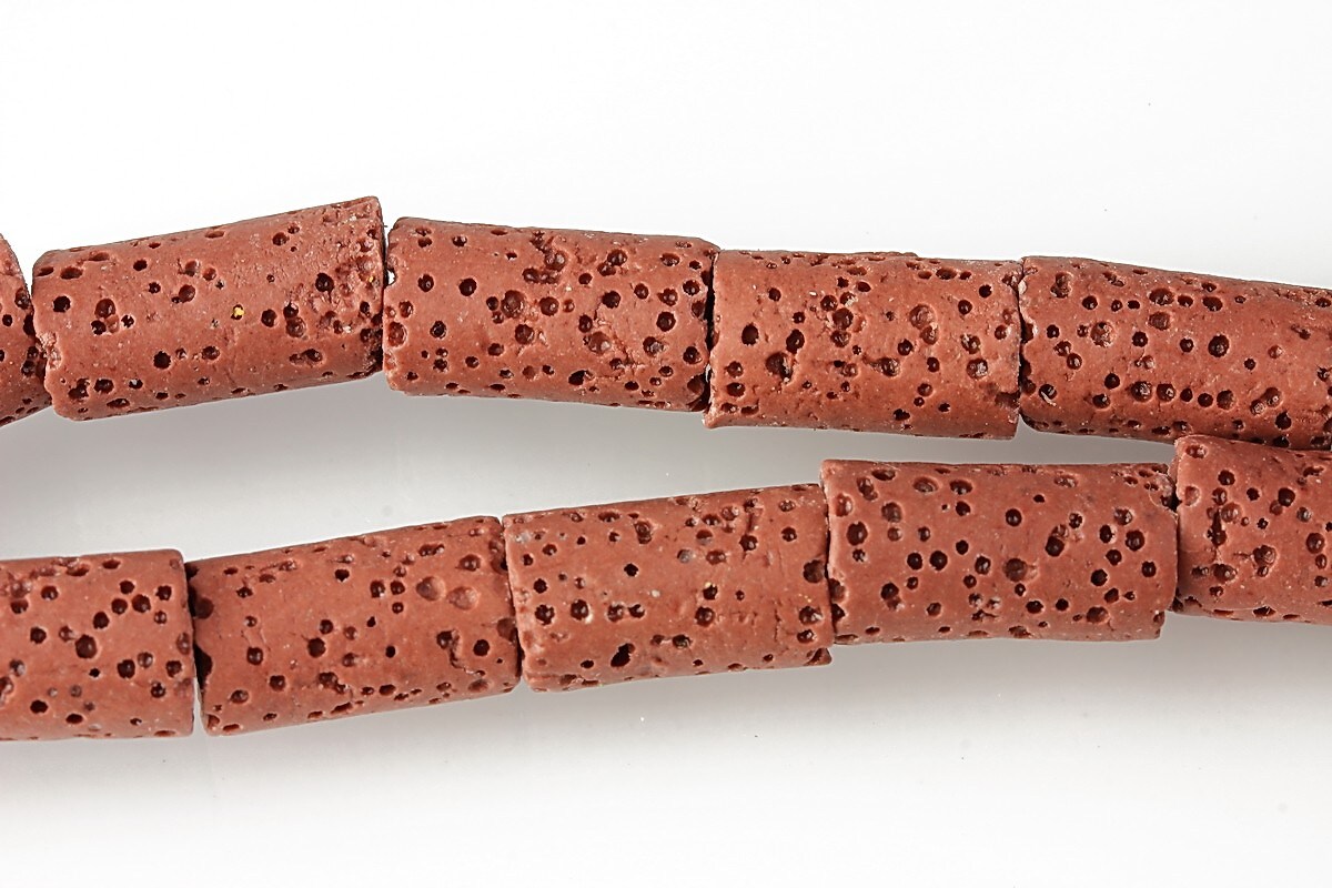 Margele lava colorata tub 15x8mm - caramiziu