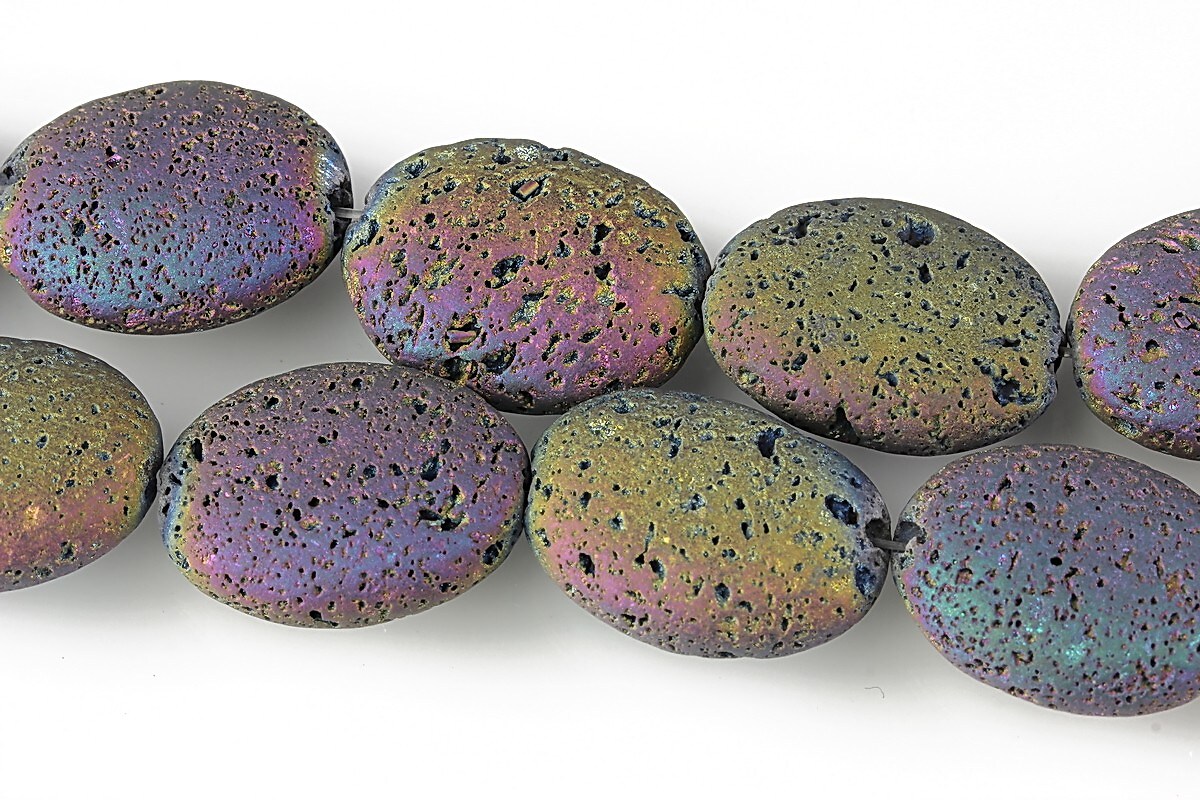 Margele lava electroplacata oval 19x14mm - matte multi color