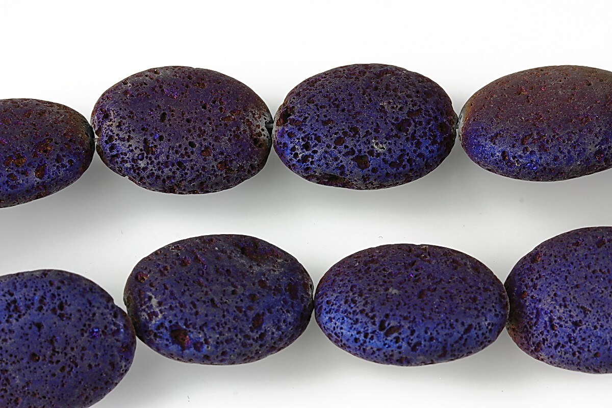 Margele lava electroplacata oval 19x14mm - matte purple