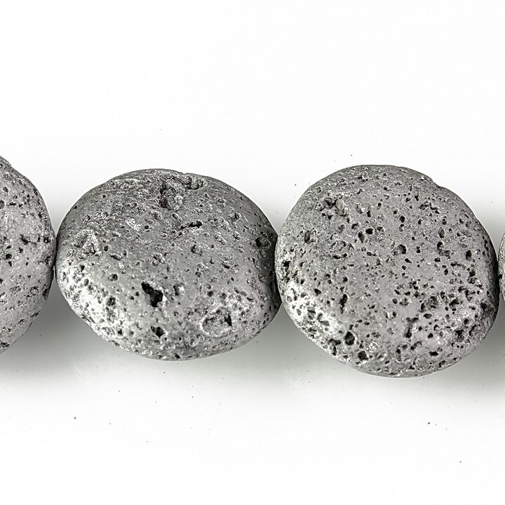 Margele lava electroplacata rotund 19-20mm - matte silver