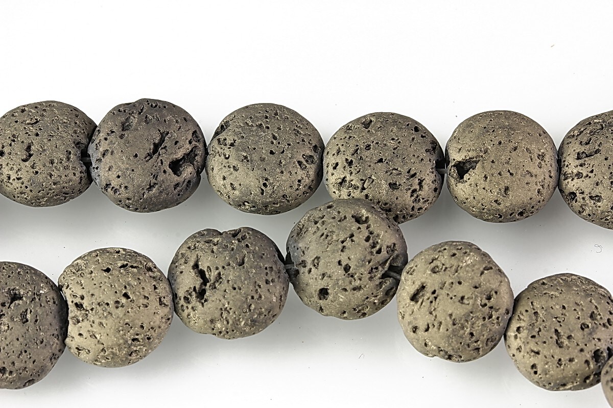 Margele lava electroplacata rotund 12-13mm - matte bronze
