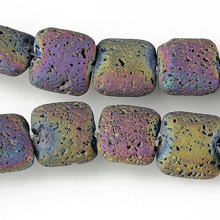 Margele lava electroplacata pernute 12x12mm - matte multi color