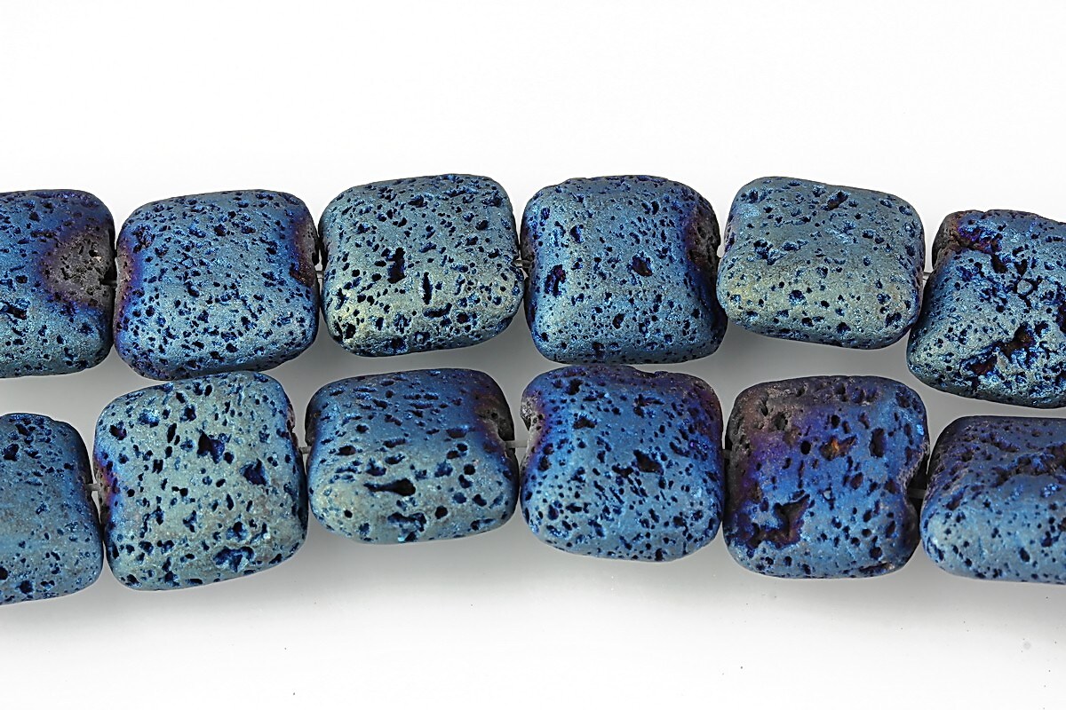 Margele lava electroplacata pernute 12x12mm - matte blue