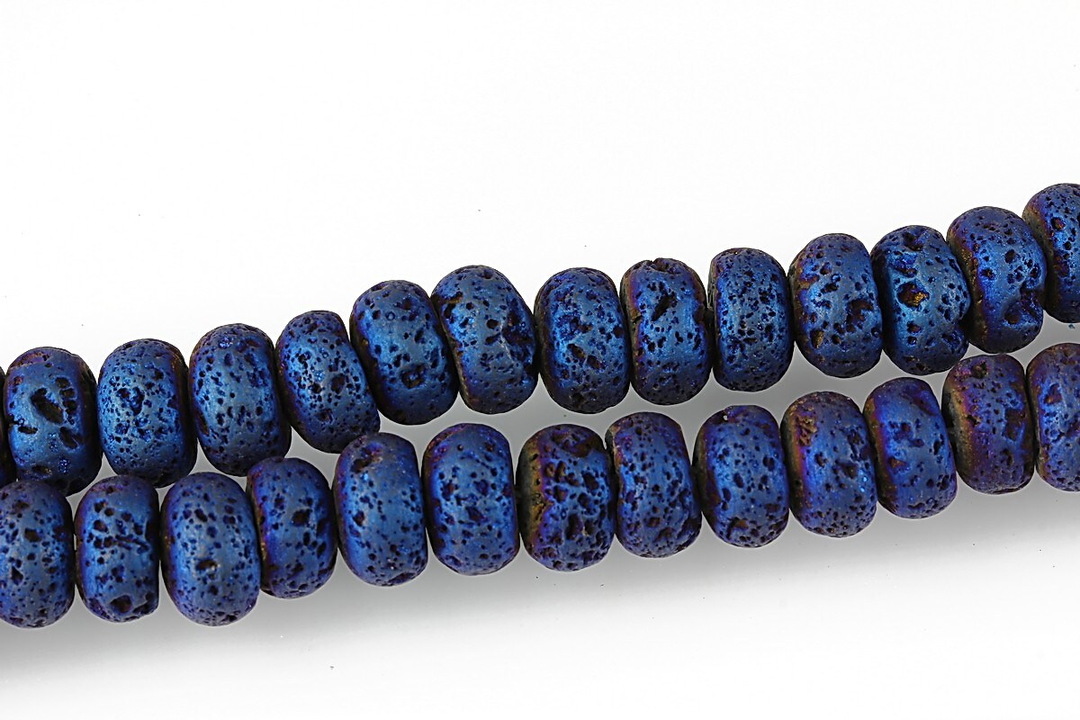 Margele lava electroplacata rondele 5x8mm - matte blue