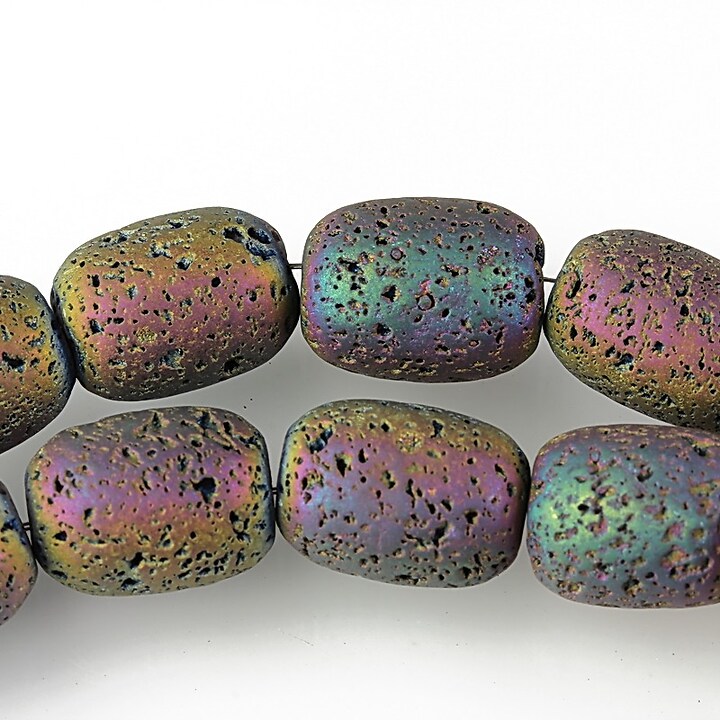 Margele lava electroplacata tub 14x10mm - matte multi color