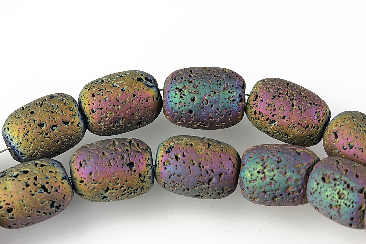 Margele lava electroplacata tub 14x10mm - matte multi color