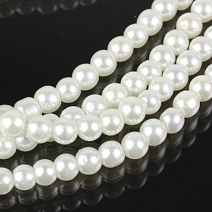 Perle de sticla, sfere 5mm - alb (100 buc.)