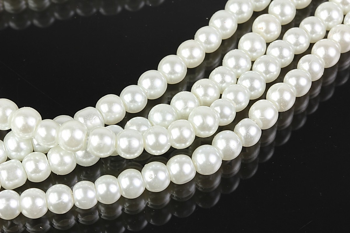 Perle de sticla, sfere 5mm - alb (100 buc.)