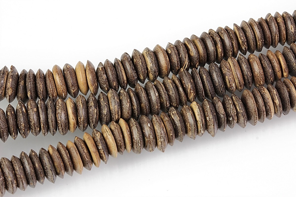 Sirag margele lemn cocos negre rondele aprox. 2x6mm