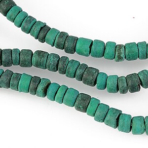 Mărgele lemn cocos verde rondele aprox. 2-4 &times; 6 mm (sirag)