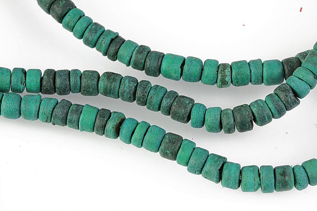 Mărgele mărgele lemn cocos verde rondele aprox. 2-4 × 6 mm (sirag)