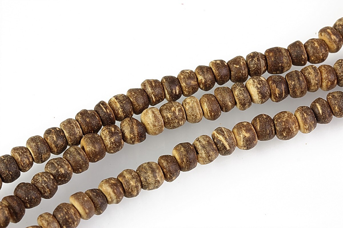 Sirag margele lemn cocos maro deschis rondele aprox. 2-4x6mm