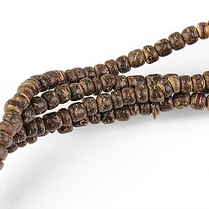 Mărgele lemn cocos maro &icirc;nchis rondele aprox. 2-5 &times; 3,5 mm (sirag)