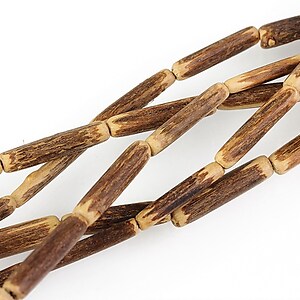 Mărgele lemn cocos tub aprox. 14-19x2,5-4 mm (sirag)