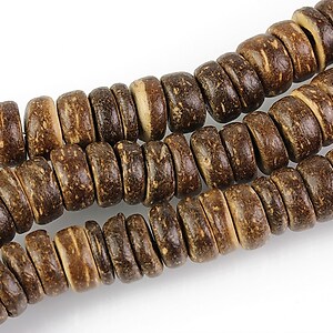 Mărgele lemn cocos rondele aprox. 2,5-5 &times; 8 mm (sirag)