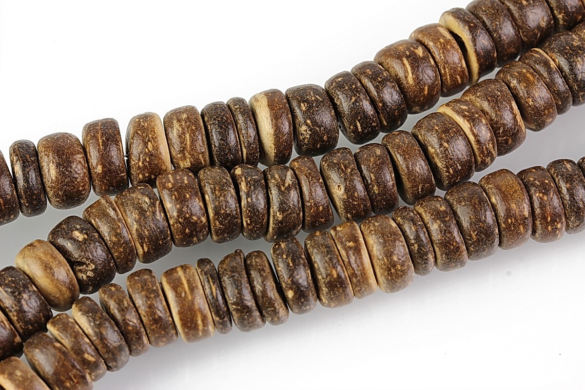 Mărgele mărgele lemn cocos rondele aprox. 2,5-5 &times; 8 mm (sirag)