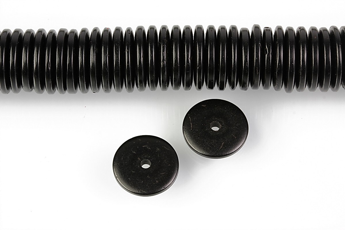 Sirag margele lemn cocos maro inchis rondele 3x10mm