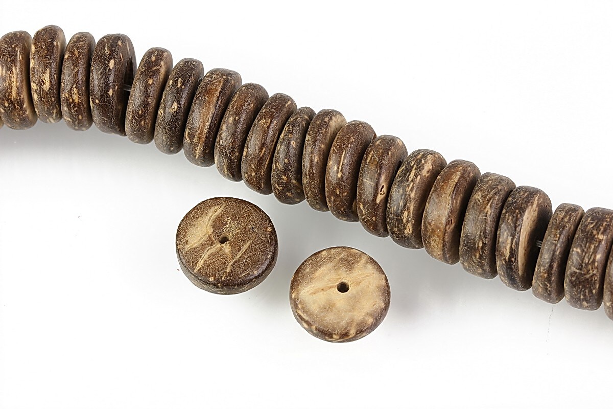 Sirag margele lemn cocos negru rondele 2x12mm