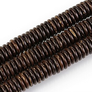 Mărgele lemn cocos maro rondele 2 &times; 8 mm (sirag)