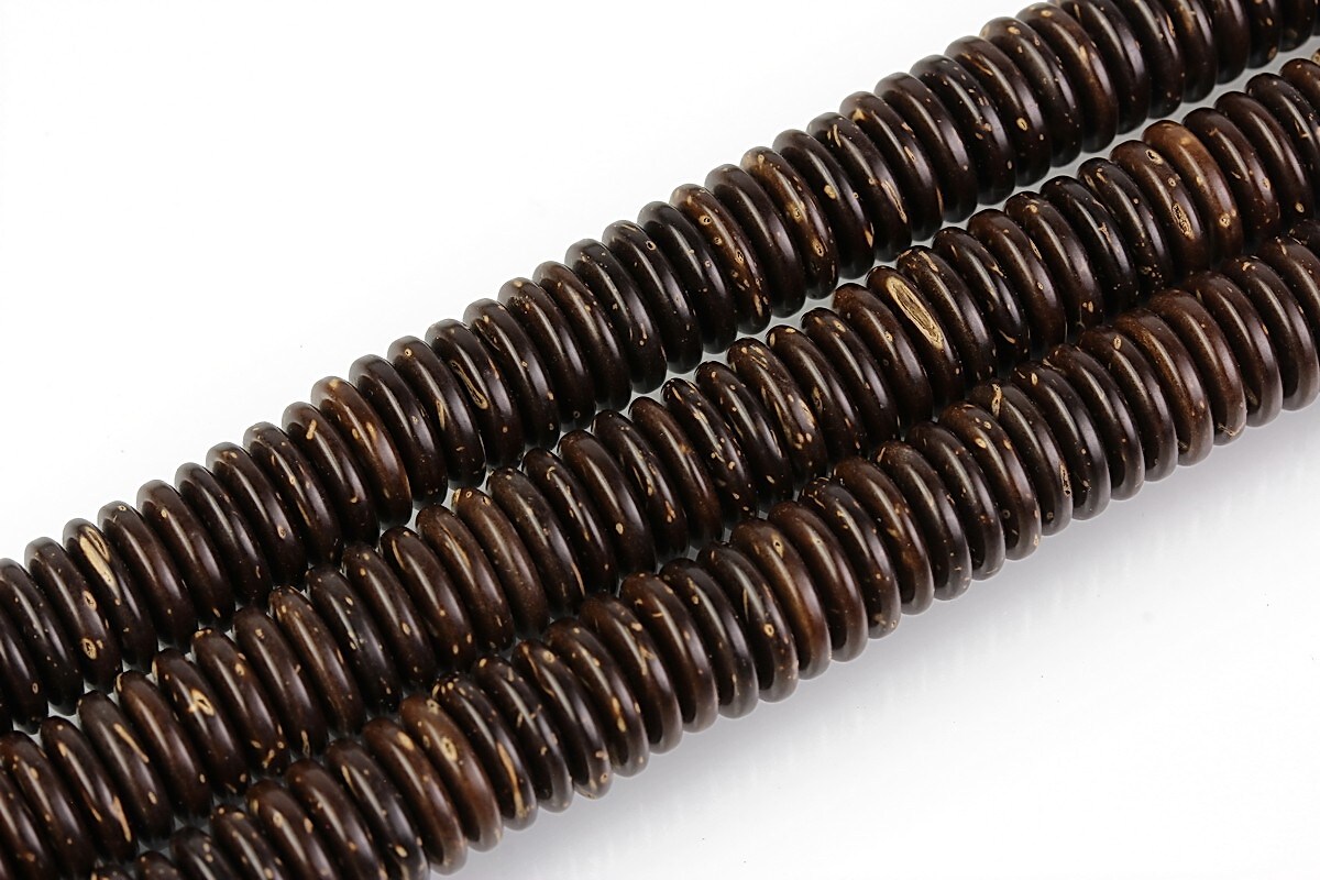 Mărgele mărgele lemn cocos maro rondele 2 × 8 mm (sirag)