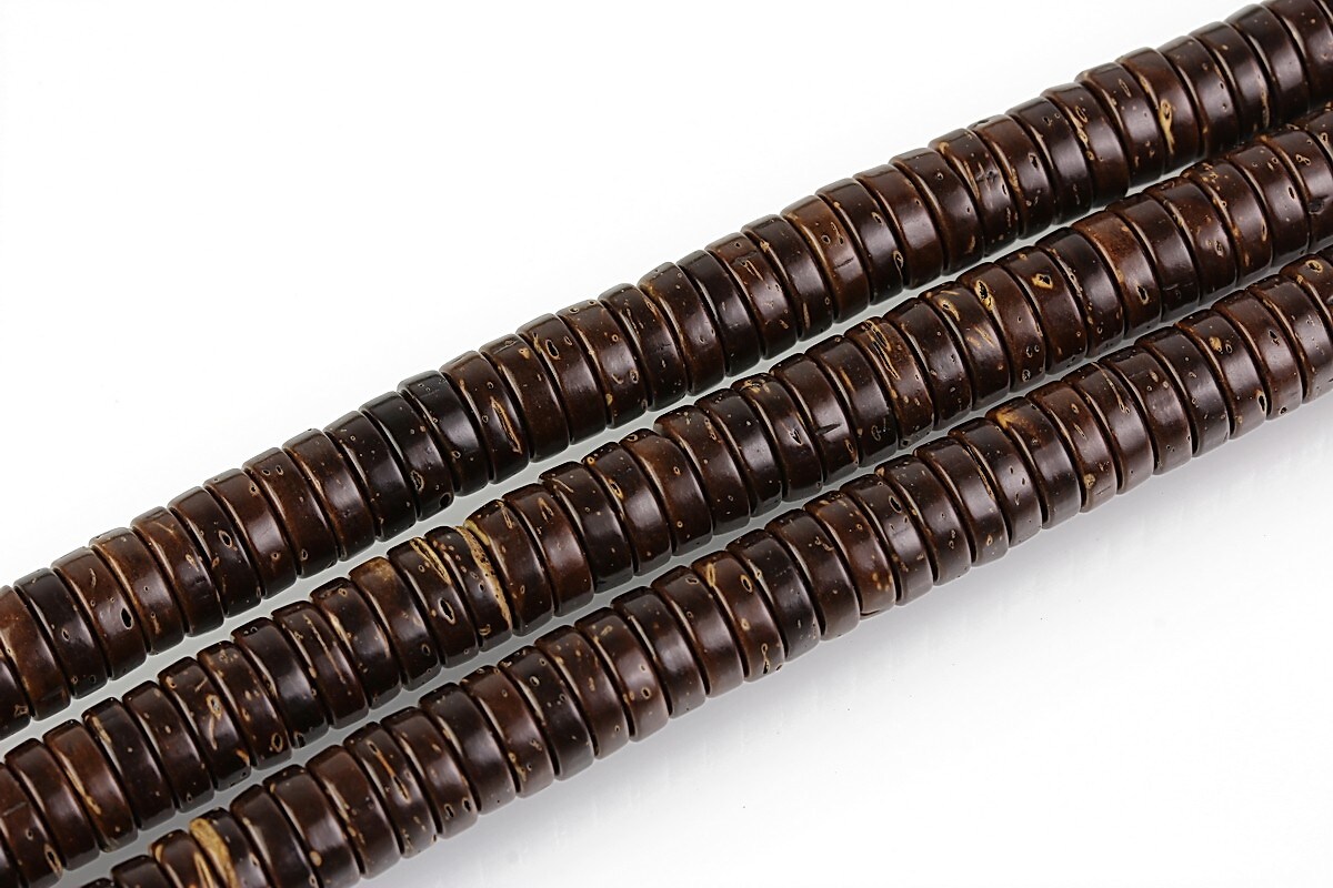 Mărgele mărgele lemn cocos maro rondele 2 × 6 mm (sirag)