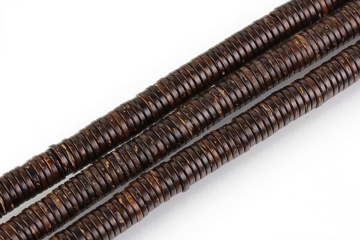 Sirag margele lemn cocos maro rondele 2x6mm